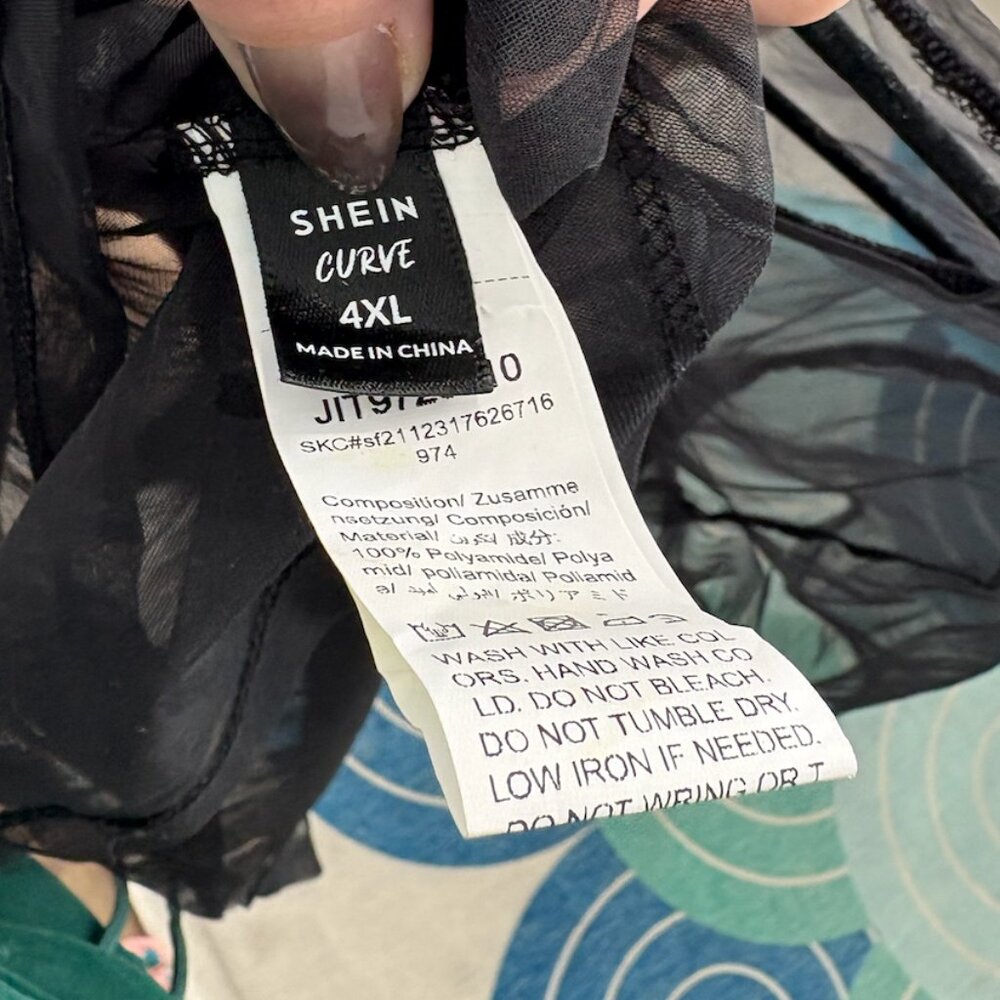 Shein Curve Unity Plus Black Mesh Pink Sequin Tunic Top Sheer 4X - Picture 8 of 11